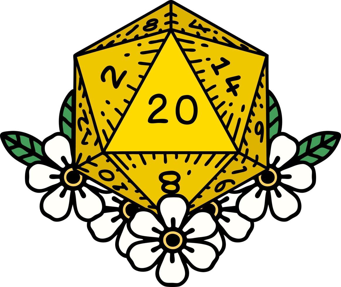 tatuagem tradicional de um d20 vetor