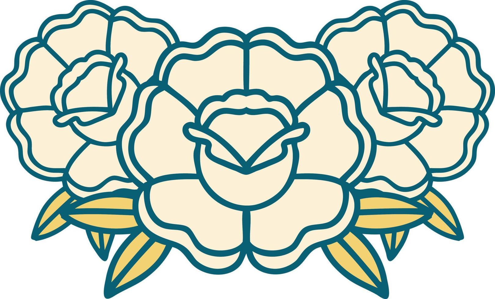 imagem de estilo de tatuagem icônica de um buquê de flores vetor
