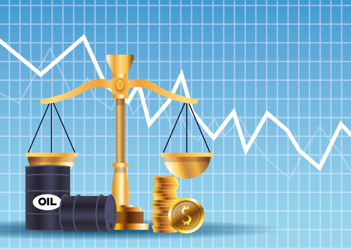 mercado de preço do petróleo com barris e saldo vetor