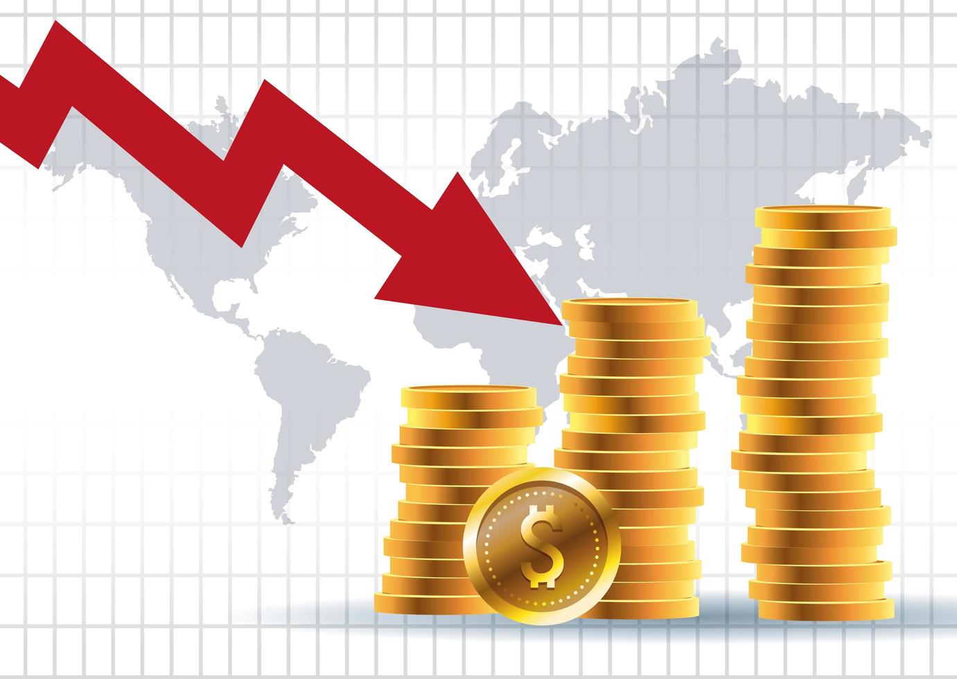 mercado de preço do petróleo com moedas vetor