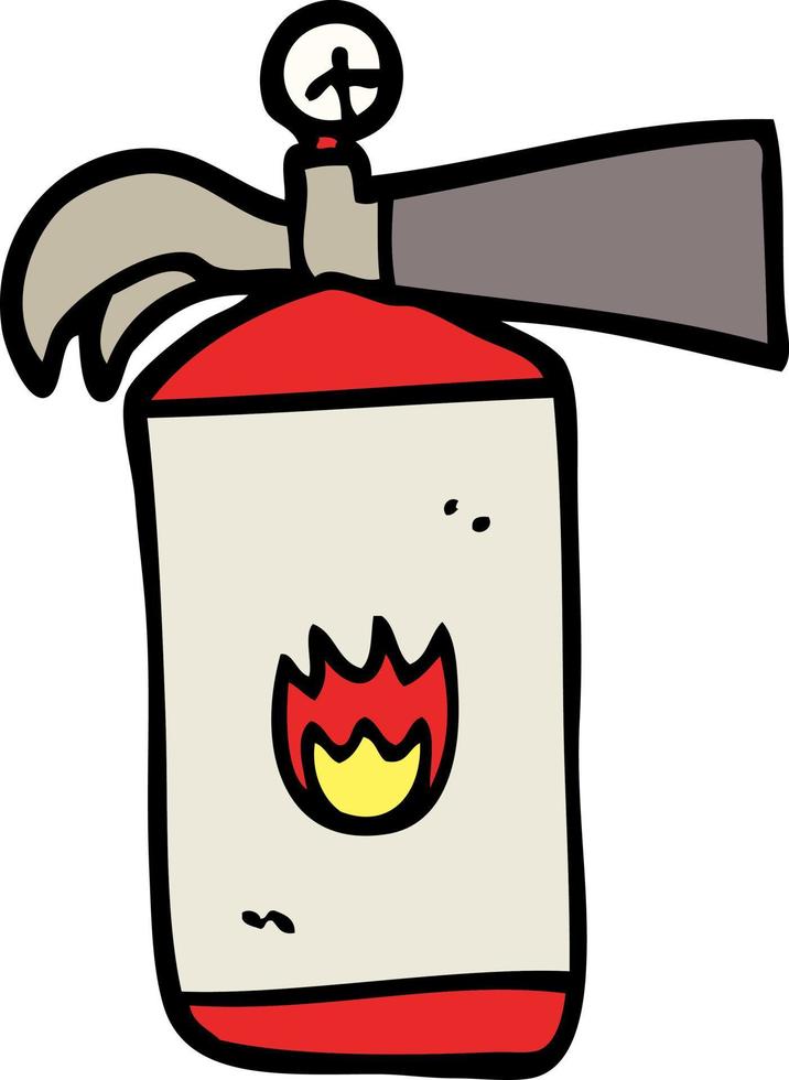 extintor de incêndio de desenho animado estilo doodle desenhado à mão vetor