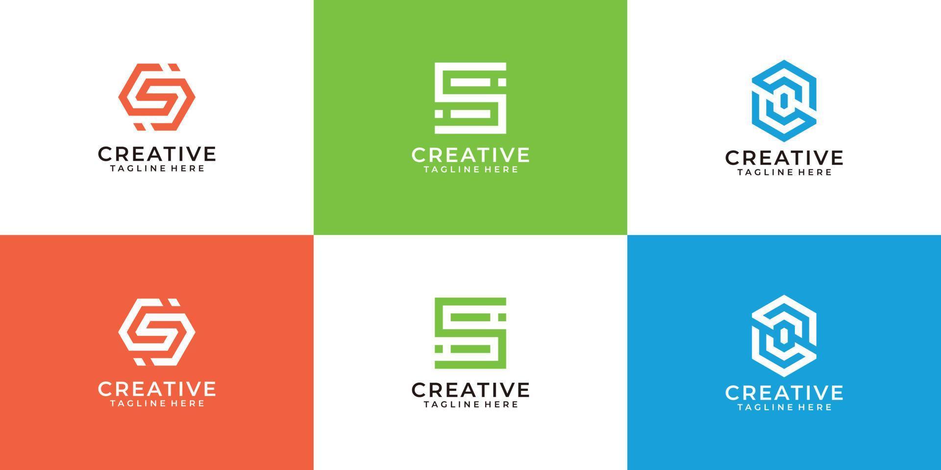 conjunto de elemento de design de vetor de logotipo de letra s para marca
