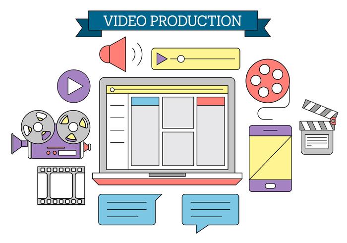 Ícones gratuitos de produção de vídeo vetor