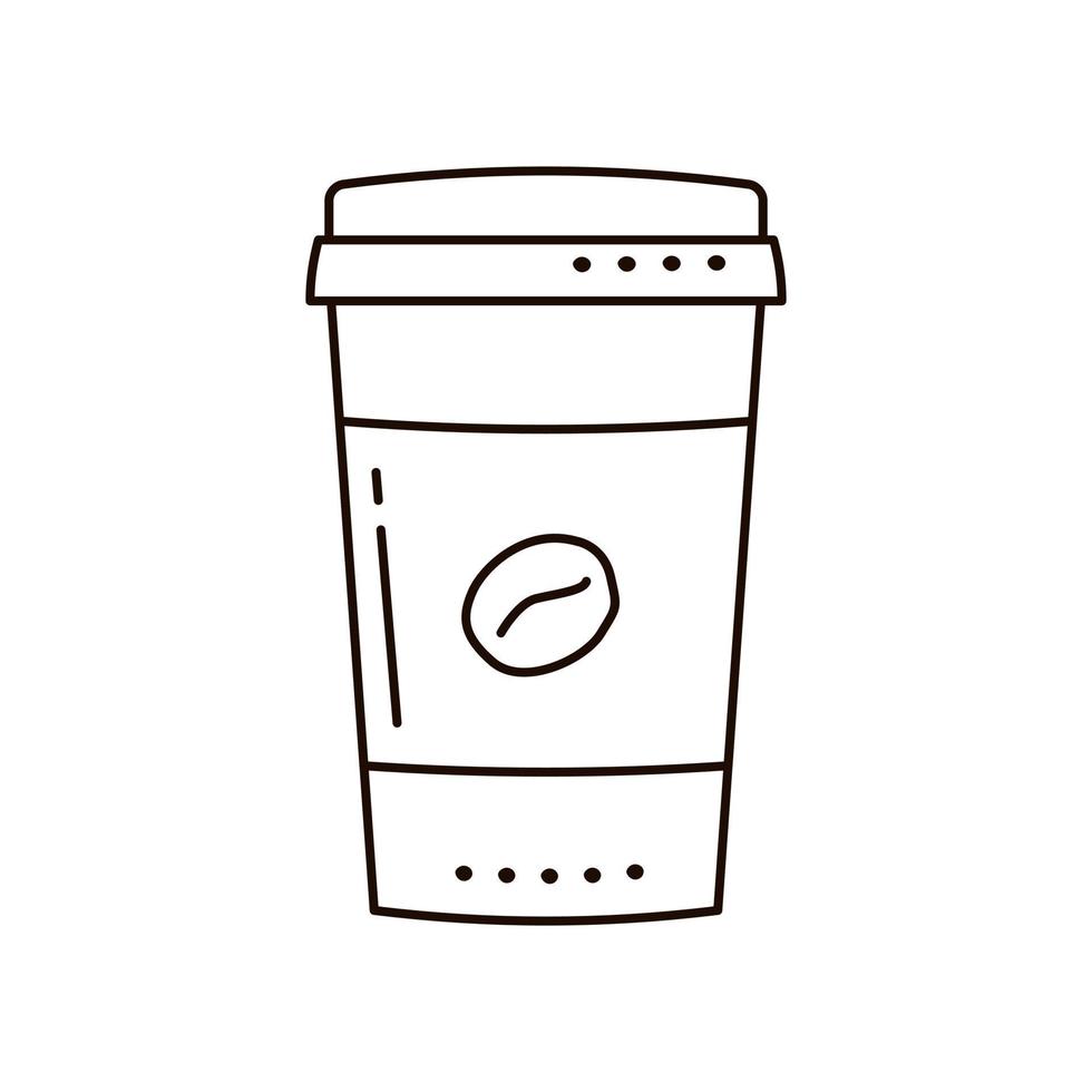 xícara de café isolada no fundo branco. estilo doodle. vetor