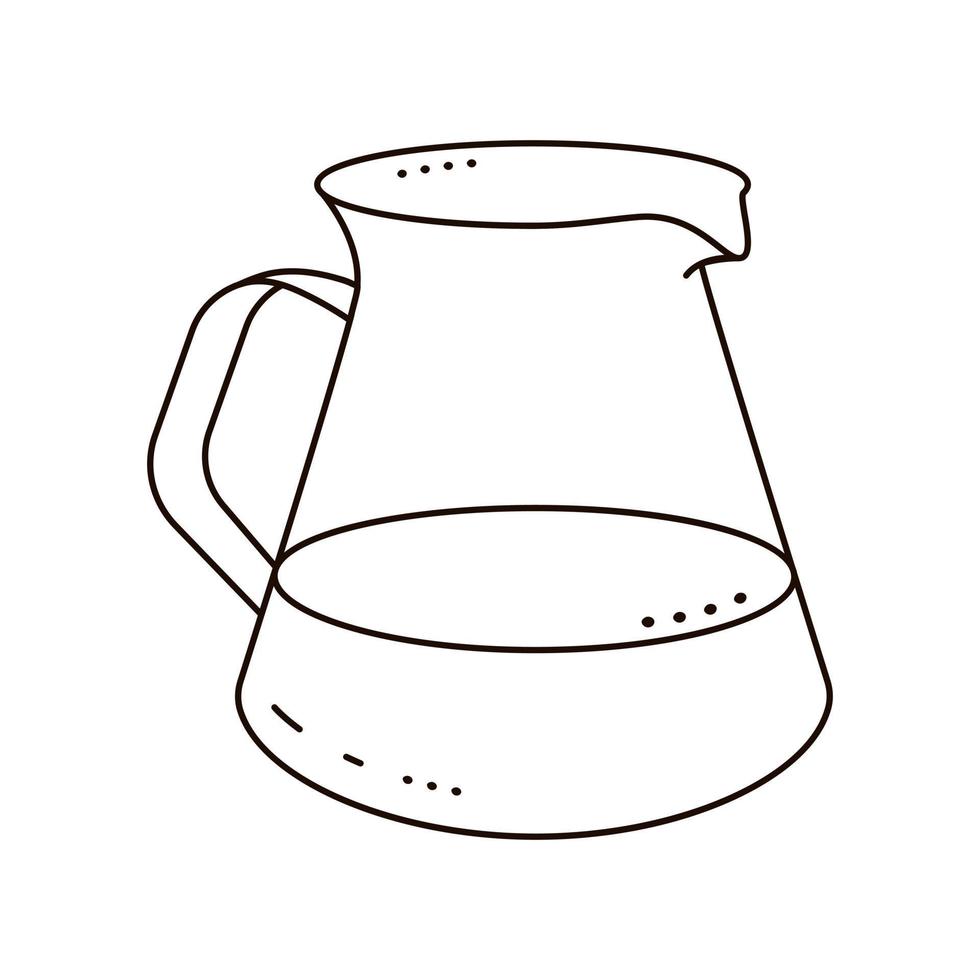jarro de vidro com bebida isolada em branco. estilo doodle. vetor