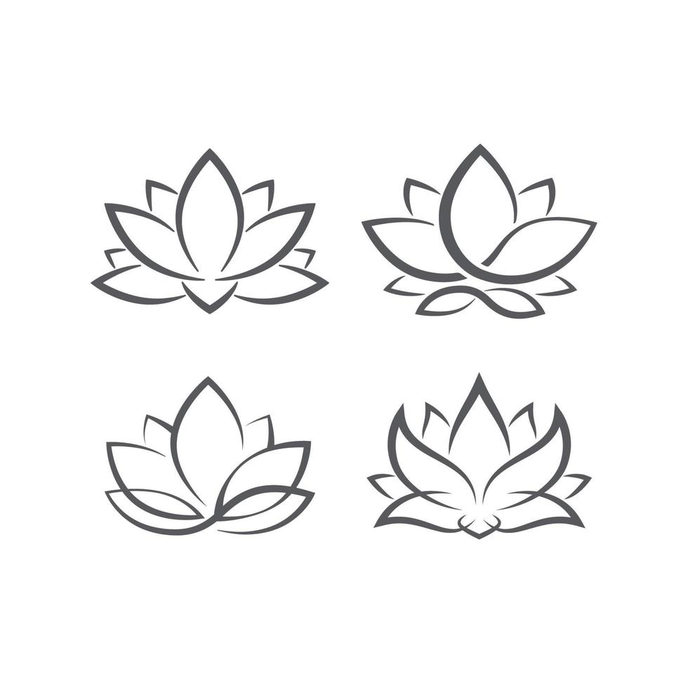 modelos de logotipo de lótus linear. logotipo de lótus linear floral de vetor. desenho de contorno de flor de lótus. ilustração vetorial. ícone de lótus vetor