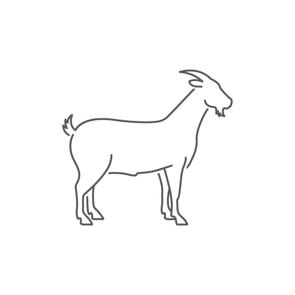 cabra vista lateral silhueta linear. design de logotipo de animal de cabra de fazenda. arte de linha de cabra. ilustração vetorial vetor