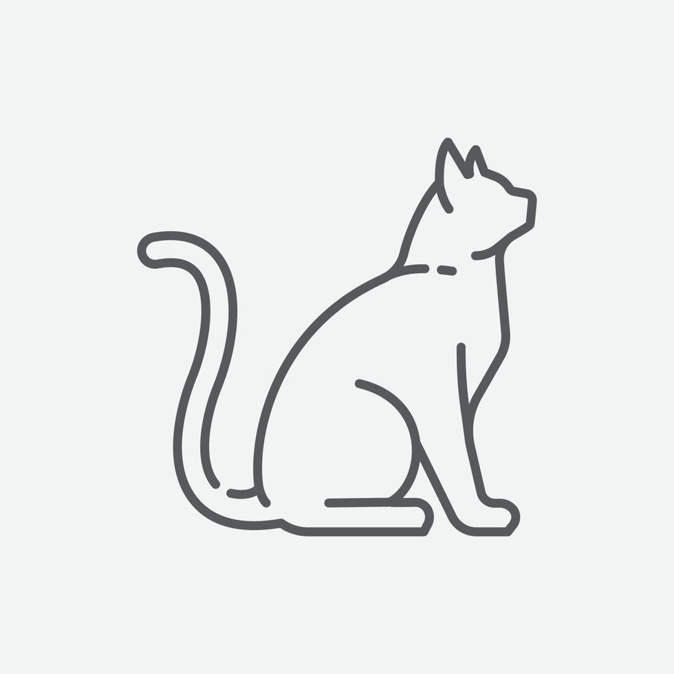 ícone de silhueta de gato. gato elegante sentado vista lateral. elemento animal gato. ilustração vetorial vetor