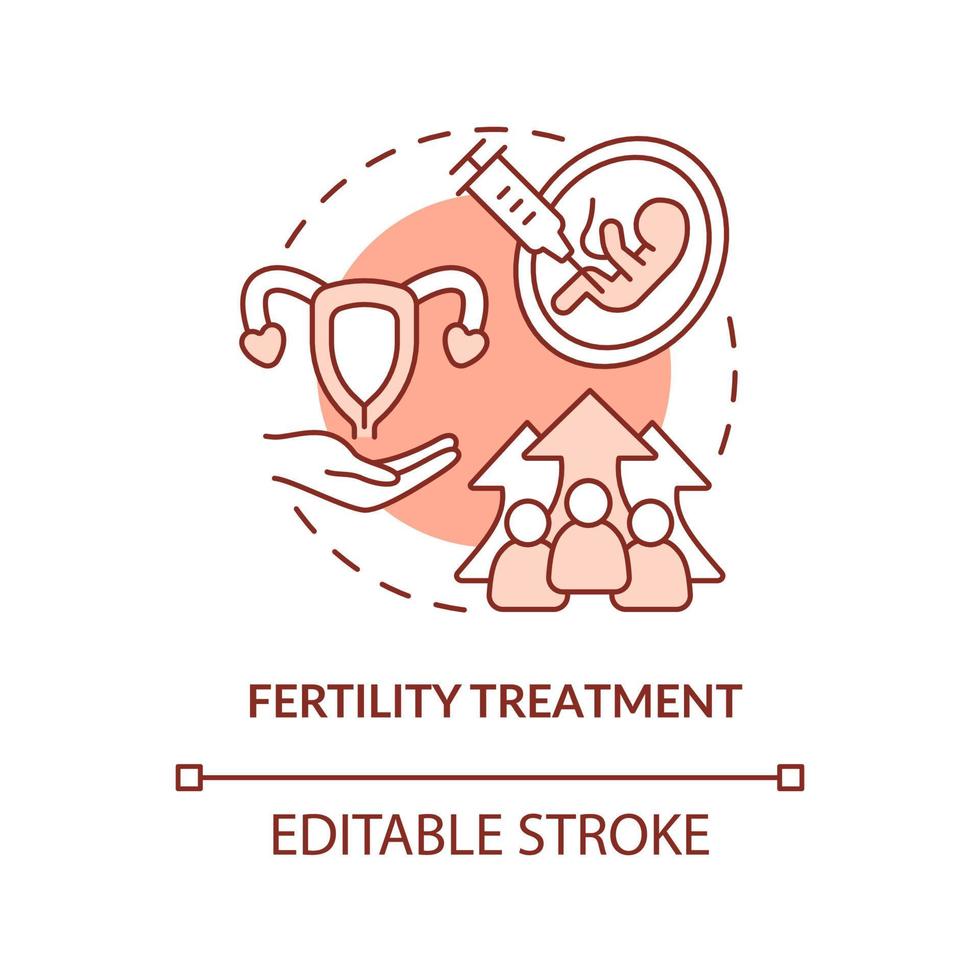 ícone de conceito de terracota de tratamento de fertilidade. concepção. causa da ilustração de linha fina idéia abstrata de superpopulação. desenho de contorno isolado. traço editável. vetor