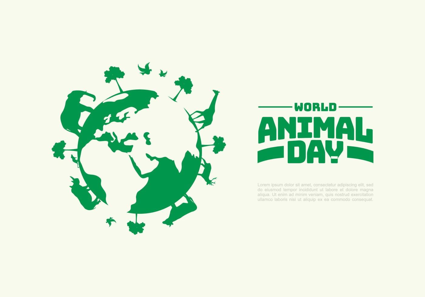 dia mundial do animal com animal no globo terra comemorado em 4 de outubro. vetor