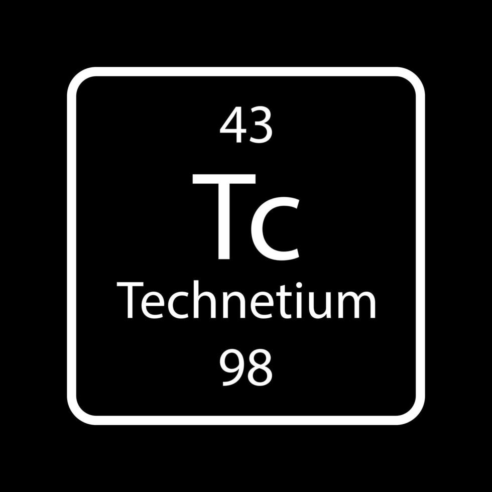 símbolo de tecnécio. elemento químico da tabela periódica. ilustração vetorial. vetor