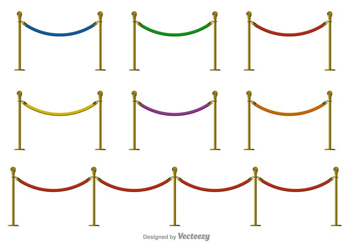 Ícones de cor de vetor de corda de veludo