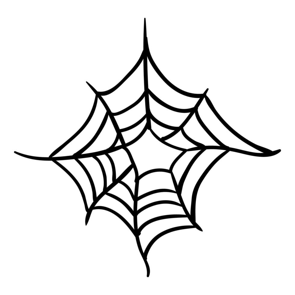 ilustração em vetor linear preto teia de aranha. sinal de contorno de halloween. ícone de linha fina monocromática teia de aranha isolado no fundo branco.