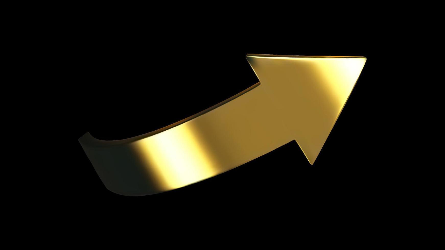 rotação de seta de ouro isolada no fundo preto. símbolo de botão de seta de vetor. ilustração vetorial. vetor