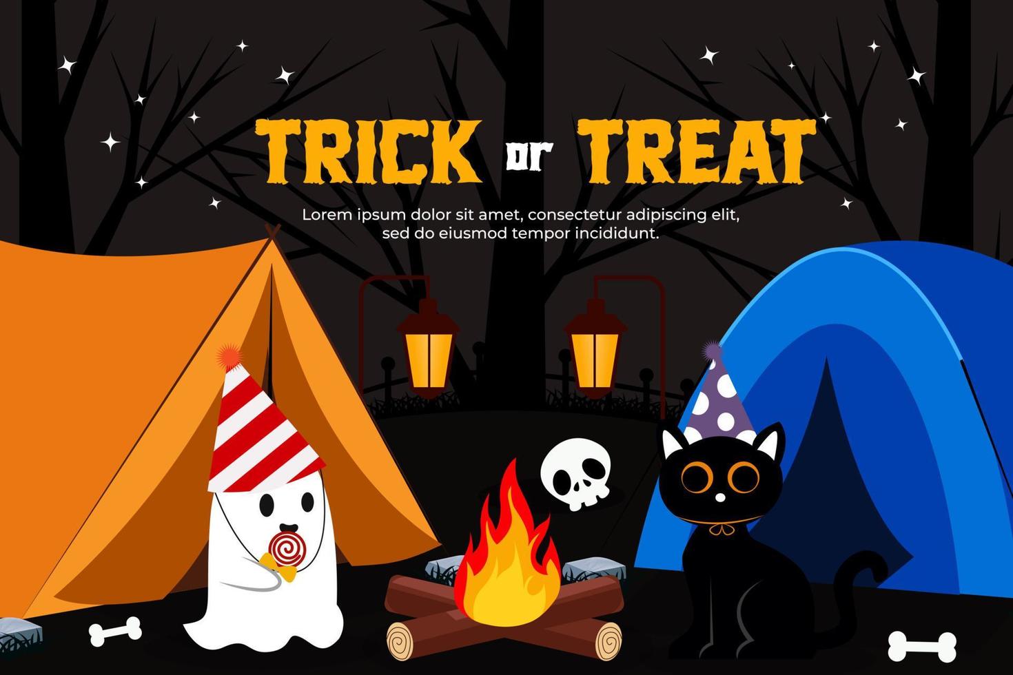 modelo de design gráfico de halloween simples e elegante que é fácil de personalizar vetor