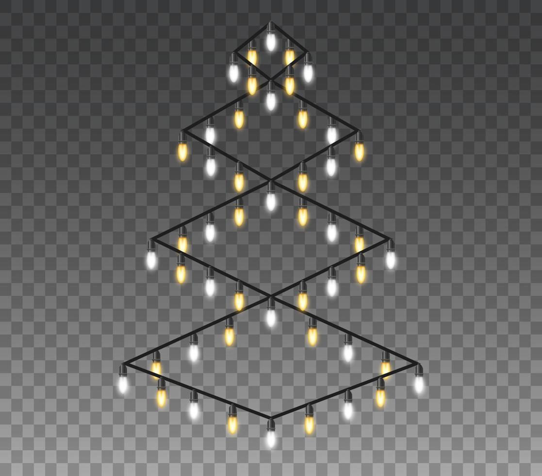 luzes de natal isolaram elementos de design realista. luzes brilhantes para design de cartão de férias de natal. guirlandas, enfeites de natal vetor