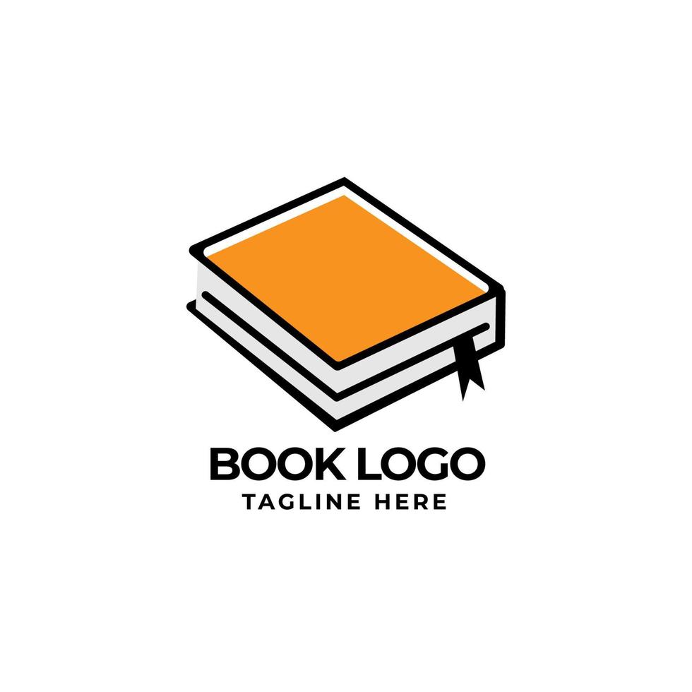 modelo de design de livro de logotipo simples com logotipo de estilo de traço plano de desenho animado vetor