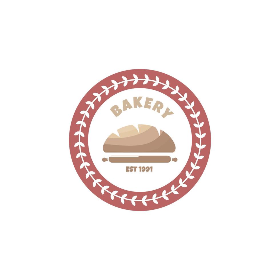 design de logotipo de padaria com estilo simples de padaria e ilustração vetorial de círculo de trigo folha vetor