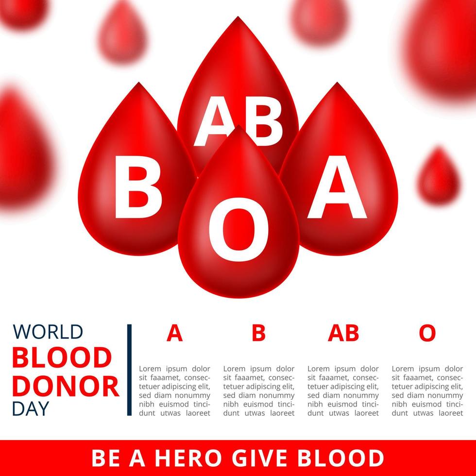 dia mundial do doador de sangue, ilustração de 14 de junho do projeto de conceito de doação de sangue para banner e panfleto. ilustração vetorial vetor