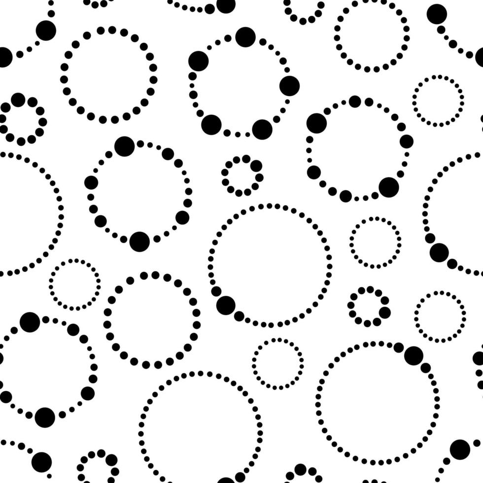 círculos e pontos preto e branco sem costura padrão vetor