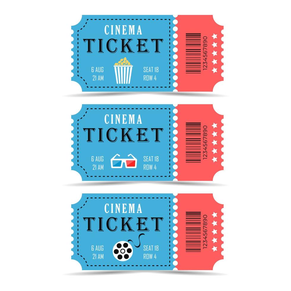 conjunto de ingressos, ingressos de cinema elegantes vetor