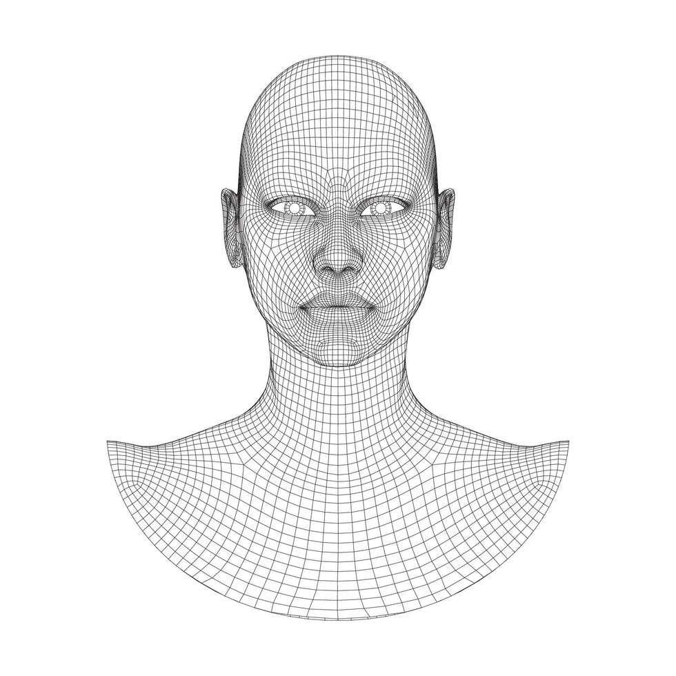 ai cérebro digital. conceito de inteligência artificial. cabeça humana no conceito de interpret.head do computador digital do robô. vetor