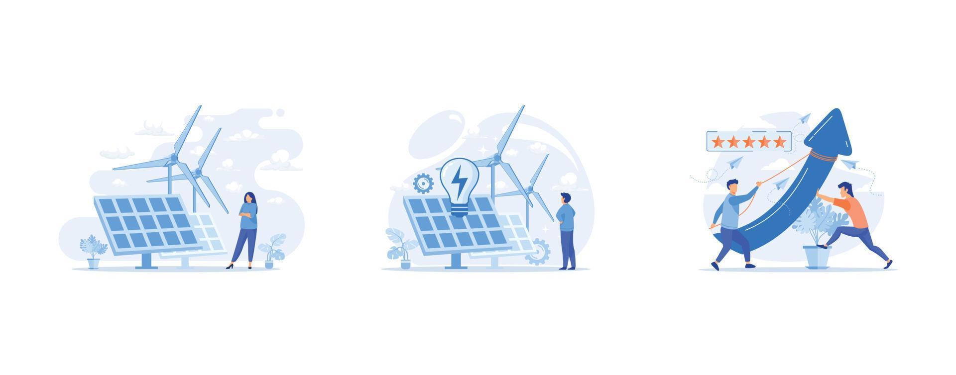 conceito abstrato de energia renovável, conceito abstrato de energia alternativa, conceito abstrato de gerenciamento de crise de reputação, definir ilustração moderna de vetor plano