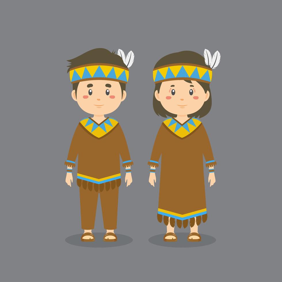 vestido tradicional nativo americano vetor