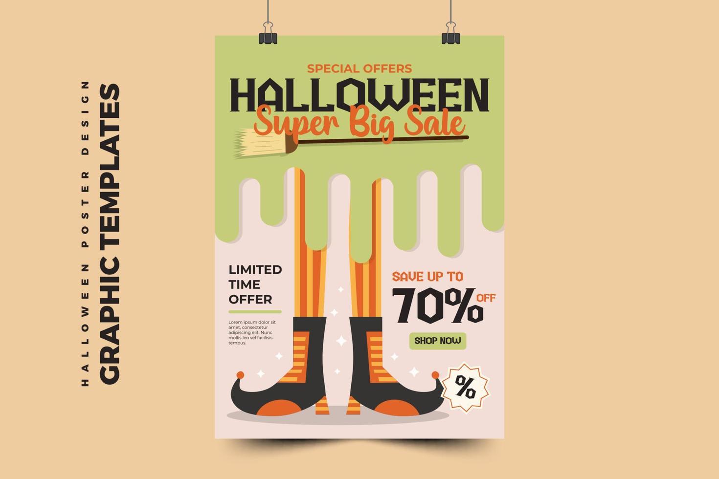 modelo de design gráfico de halloween simples e elegante que é fácil de personalizar vetor