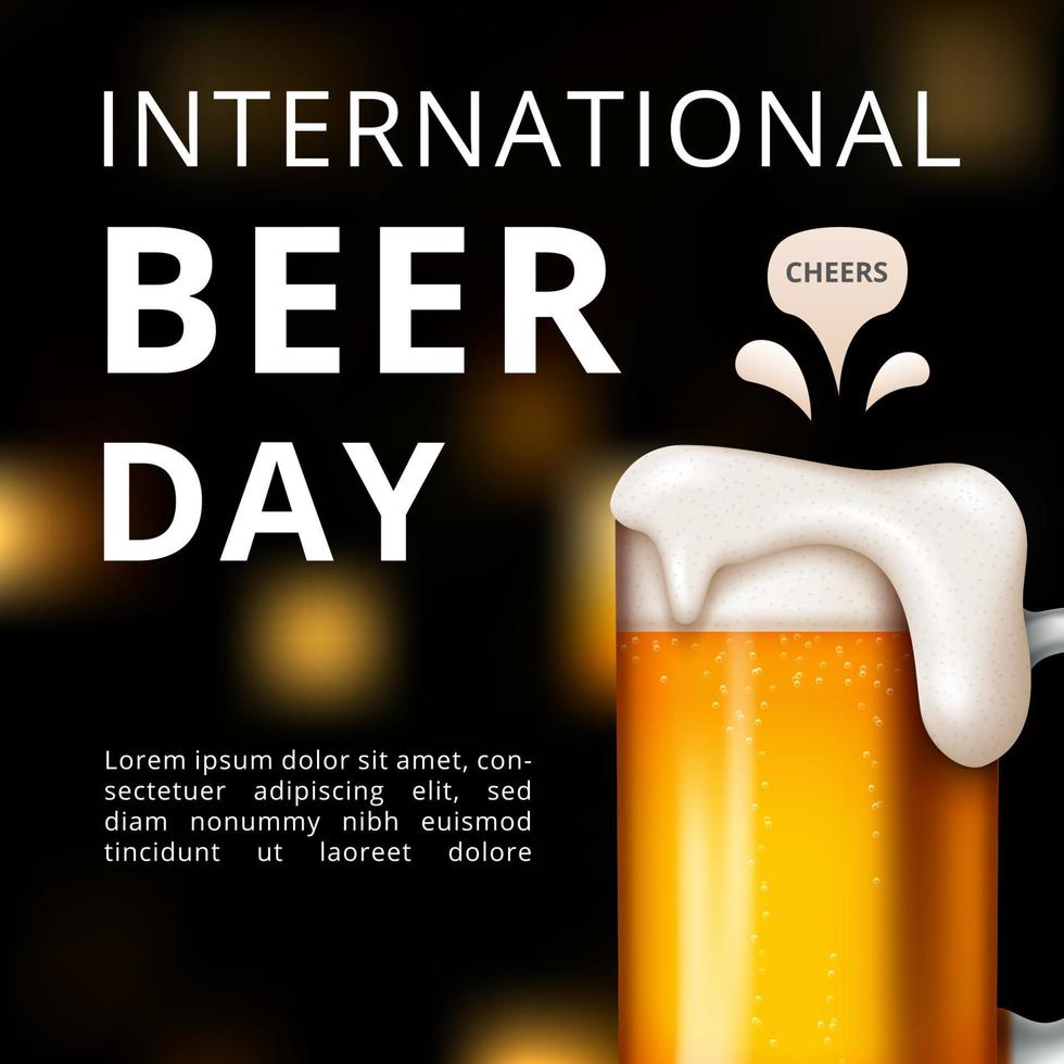 dia internacional da cerveja, em agosto. aplausos com canecas de cerveja tinindo conceituais. ilustração vetorial. vetor