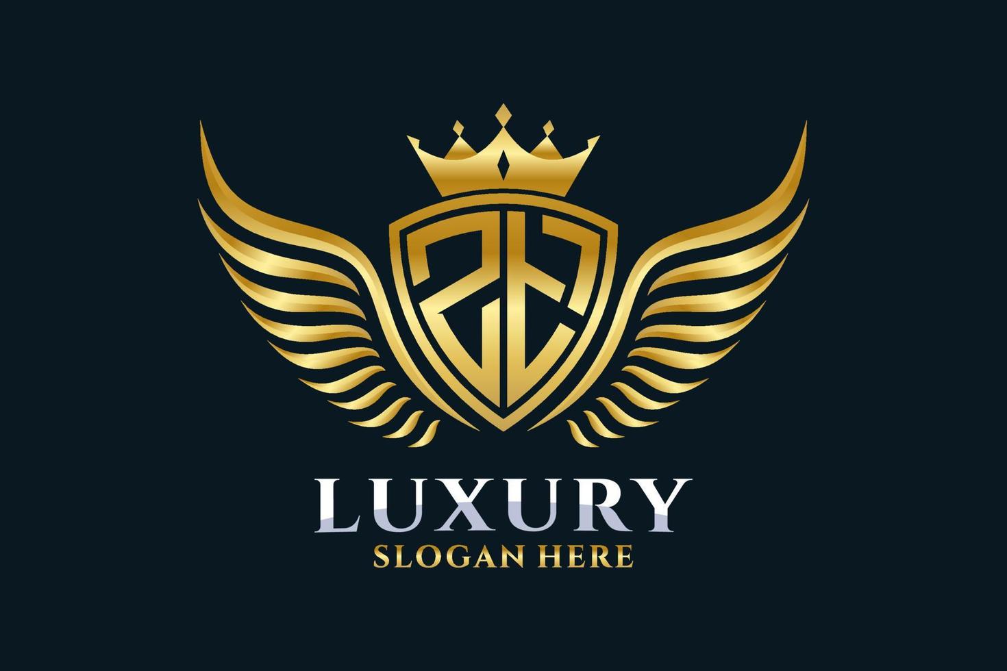 luxo royal wing letter zt crest gold color logo vector, logotipo da vitória, logotipo da crista, logotipo da asa, modelo de logotipo vetorial. vetor