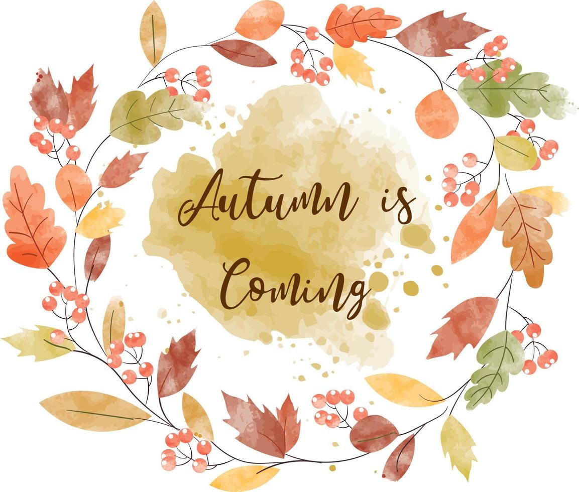 coleção de outono de fundo abstrato aquarela com maple e folhas sazonais. arte natural em aquarela pintada à mão, perfeita para o seu cabeçalho projetado, banner, web, parede, cartões, etc. vetor