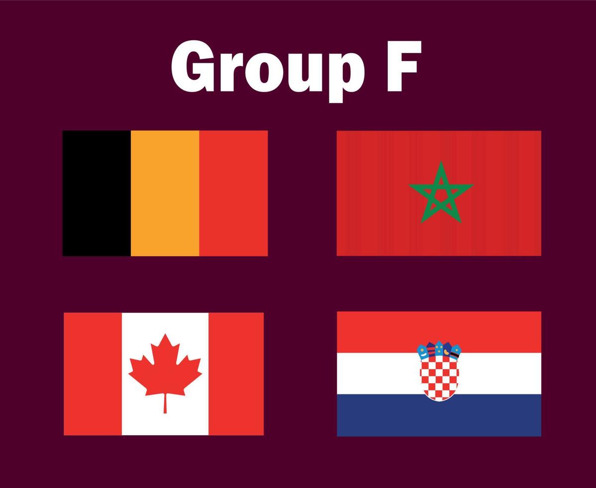 bélgica canadá croácia e marrocos emblema bandeira grupo f símbolo design futebol final vetor países times de futebol ilustração