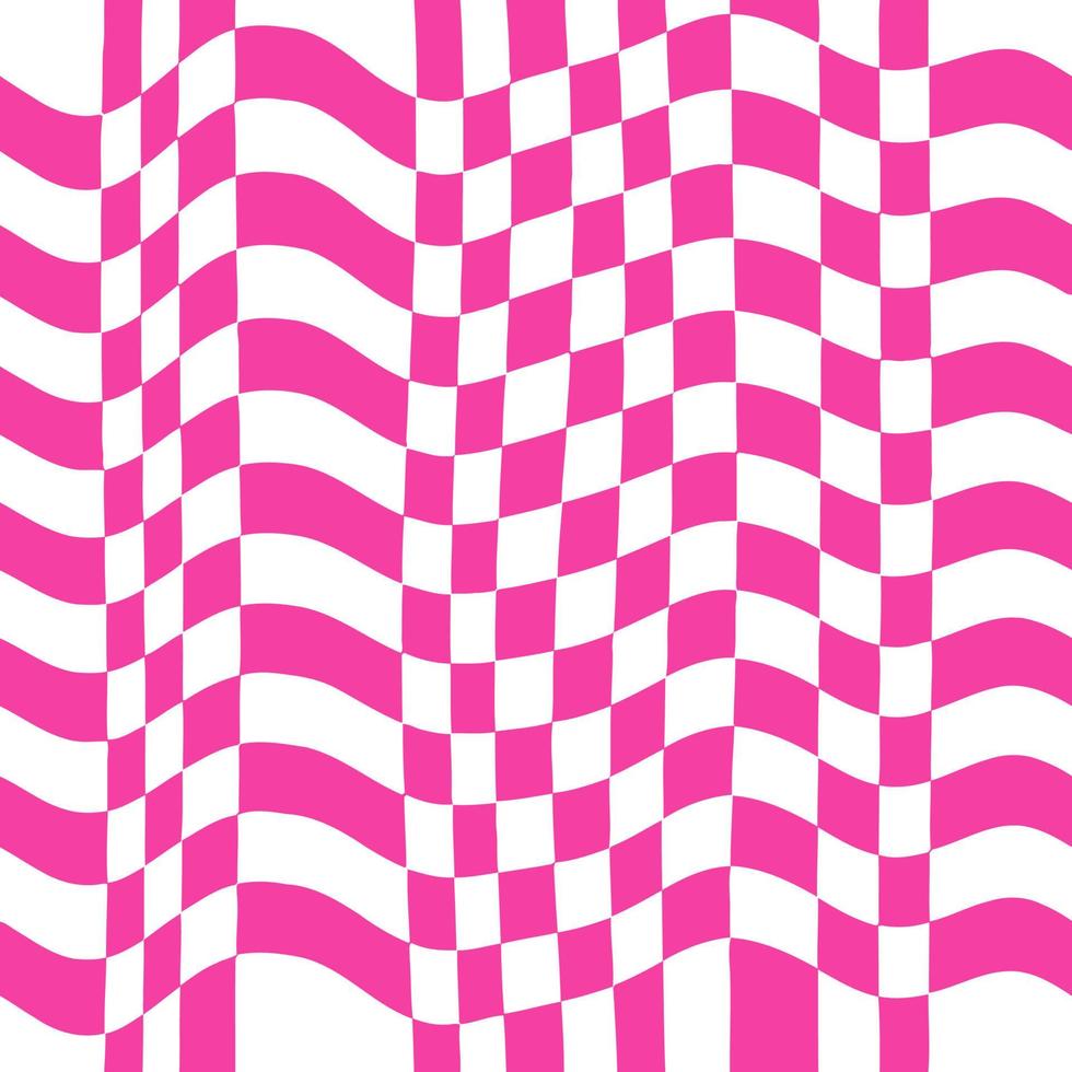 urdidura de onda retrô xadrez rosa brilhante vetor