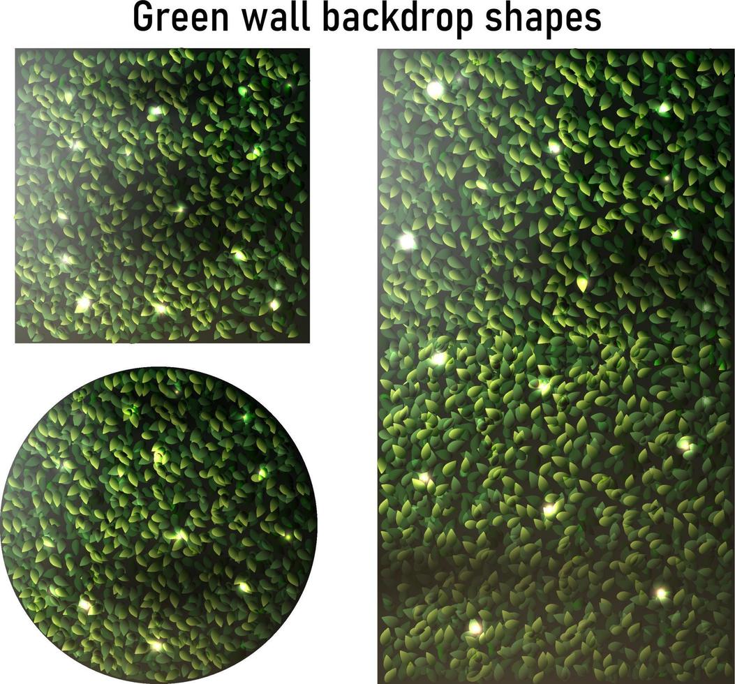 formas de parede de decoração de folhas verdes com luzes vetor