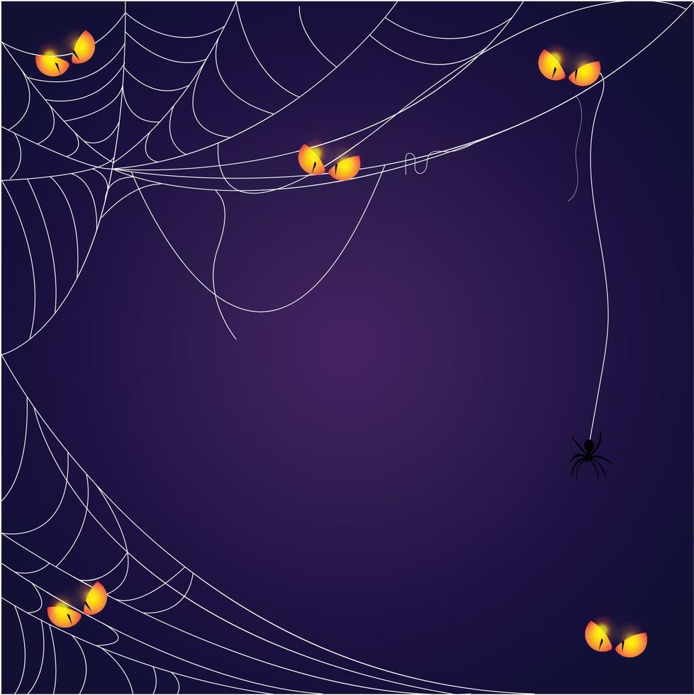 fundo de aranha e teia de aranha. o assustador do símbolo de halloween isolado no vetor azul e roxo.