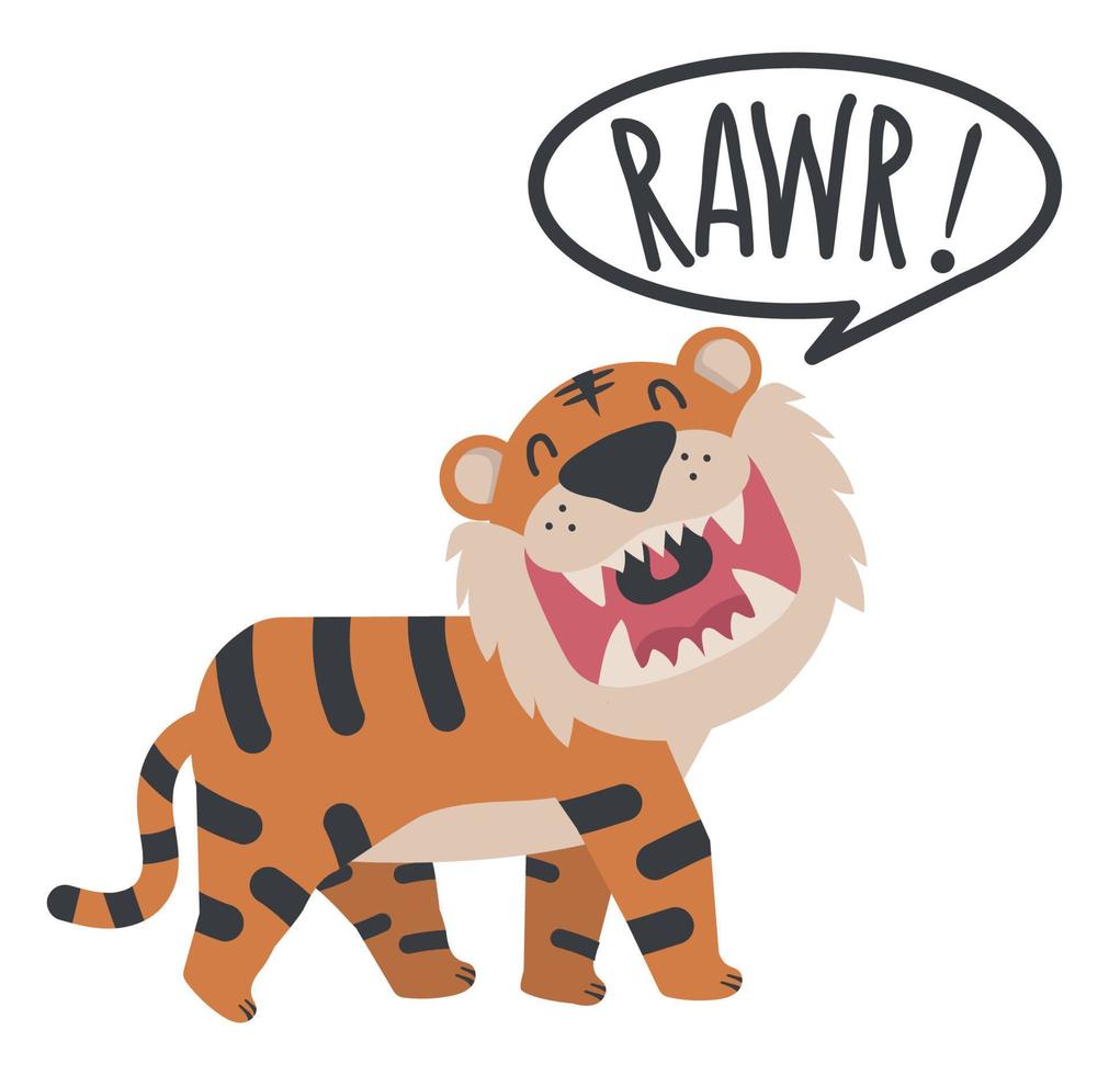 vetor de rugido de boca aberta de tigre