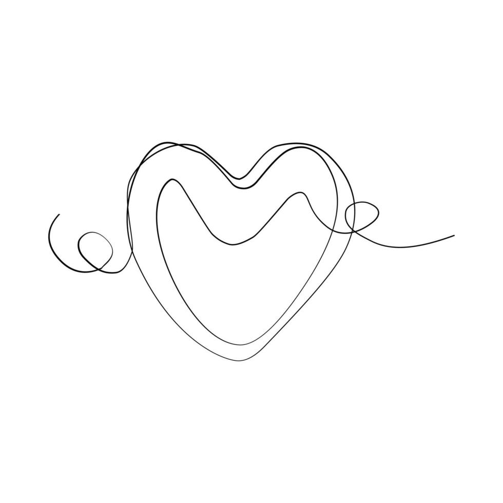 ilustração vetorial de coração desenhada em estilo de arte de linha vetor