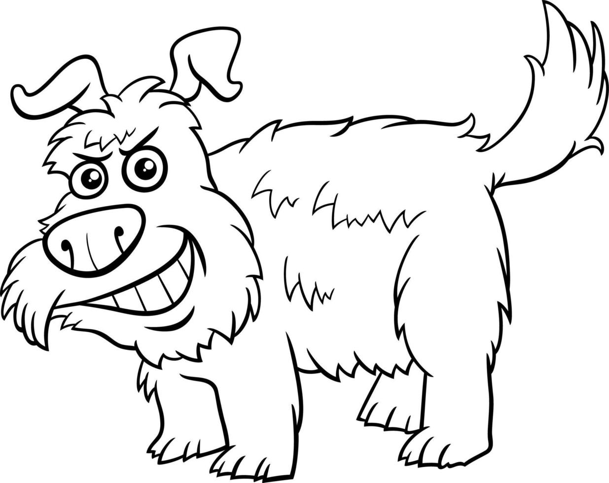 desenho de personagem animal de cachorro desgrenhado engraçado dos desenhos animados para colorir vetor