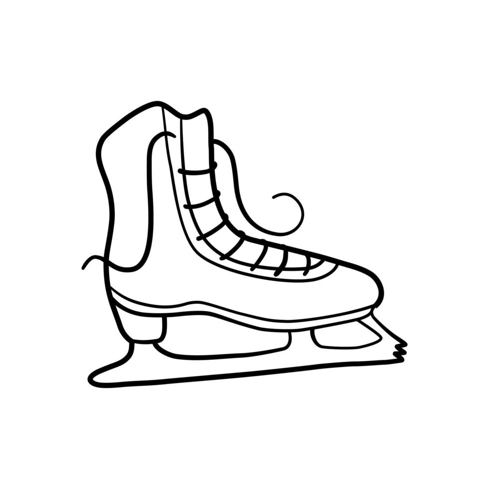ícone de patinação artística de inverno de vetor. ilustração de estilo doodle desenhado à mão de patinação no gelo de lazer ao ar livre ativo de inverno. símbolo de decoração de feriados de natal e ano novo. vetor