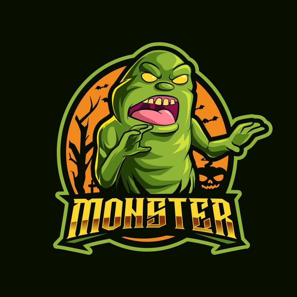 ilustração de logotipo de mascote de desenho de monstro vetor