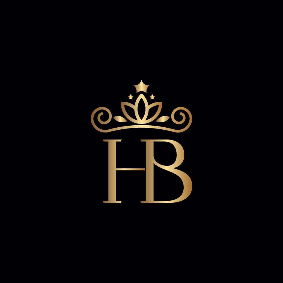 beleza de coroa de logotipo de ouro hb vetor