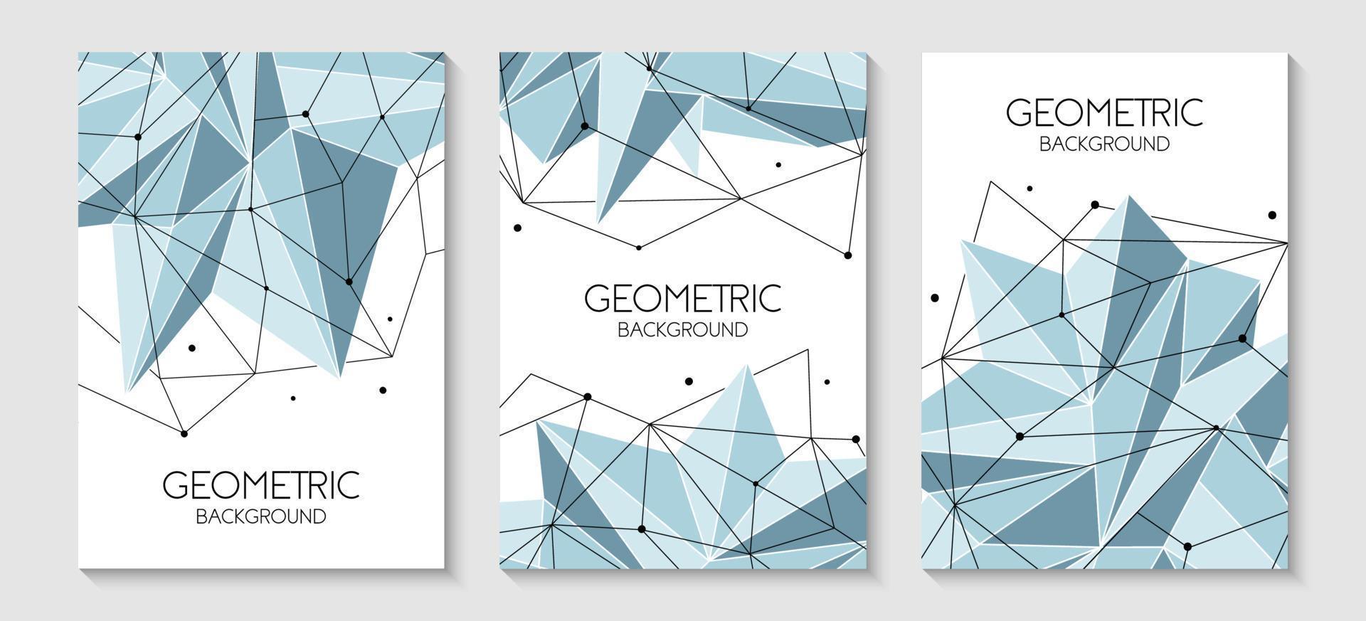 modelo futurista abstrato poligonal, sinal de baixo poli em fundo branco. linhas vetoriais, pontos e formas triangulares, conectando a rede. modelo de folheto, layout de capa, revista, design de folheto. vetor