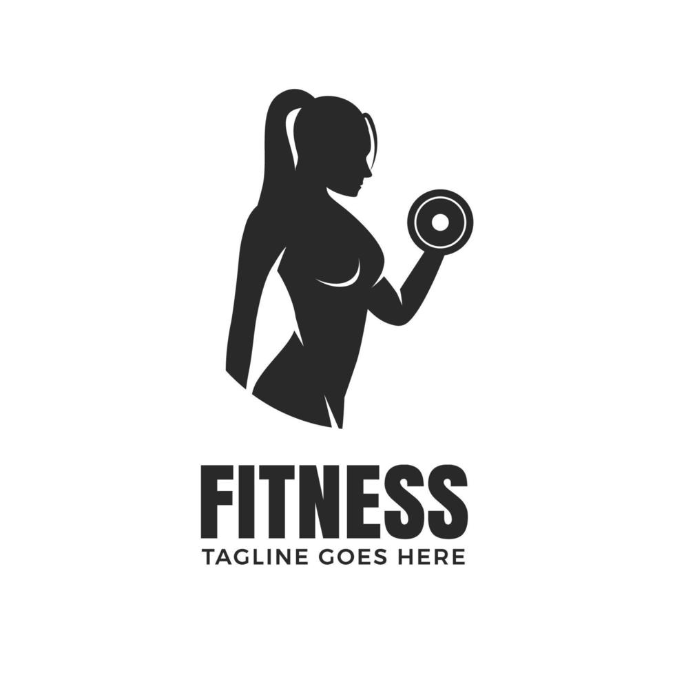 design de logotipo de mulher fitness isolado no fundo branco vetor