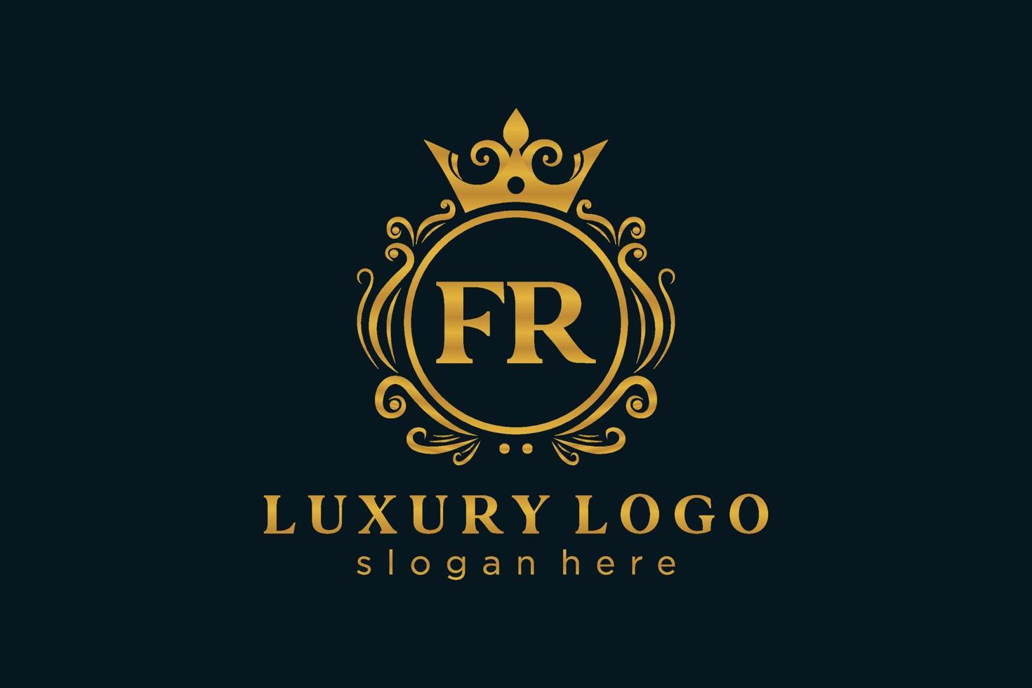 inicial fr carta modelo de logotipo de luxo real em arte vetorial para restaurante, realeza, boutique, café, hotel, heráldica, joias, moda e outras ilustrações vetoriais. vetor