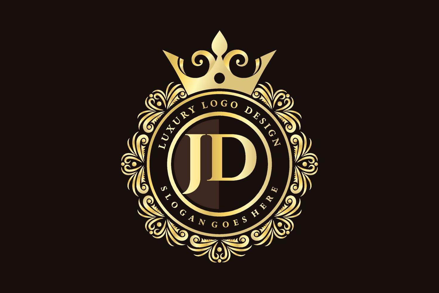 jd letra inicial ouro caligráfico feminino floral mão desenhada monograma heráldico antigo estilo vintage luxo design de logotipo vetor premium