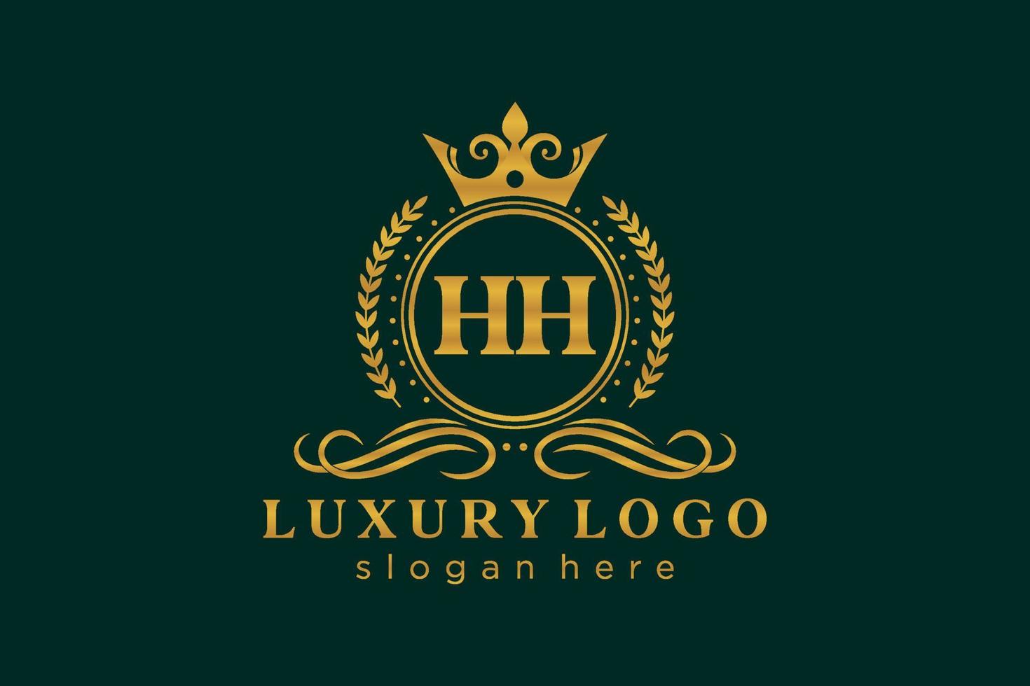 modelo de logotipo de luxo real de letra hh inicial em arte vetorial para restaurante, realeza, boutique, café, hotel, heráldica, joias, moda e outras ilustrações vetoriais. vetor