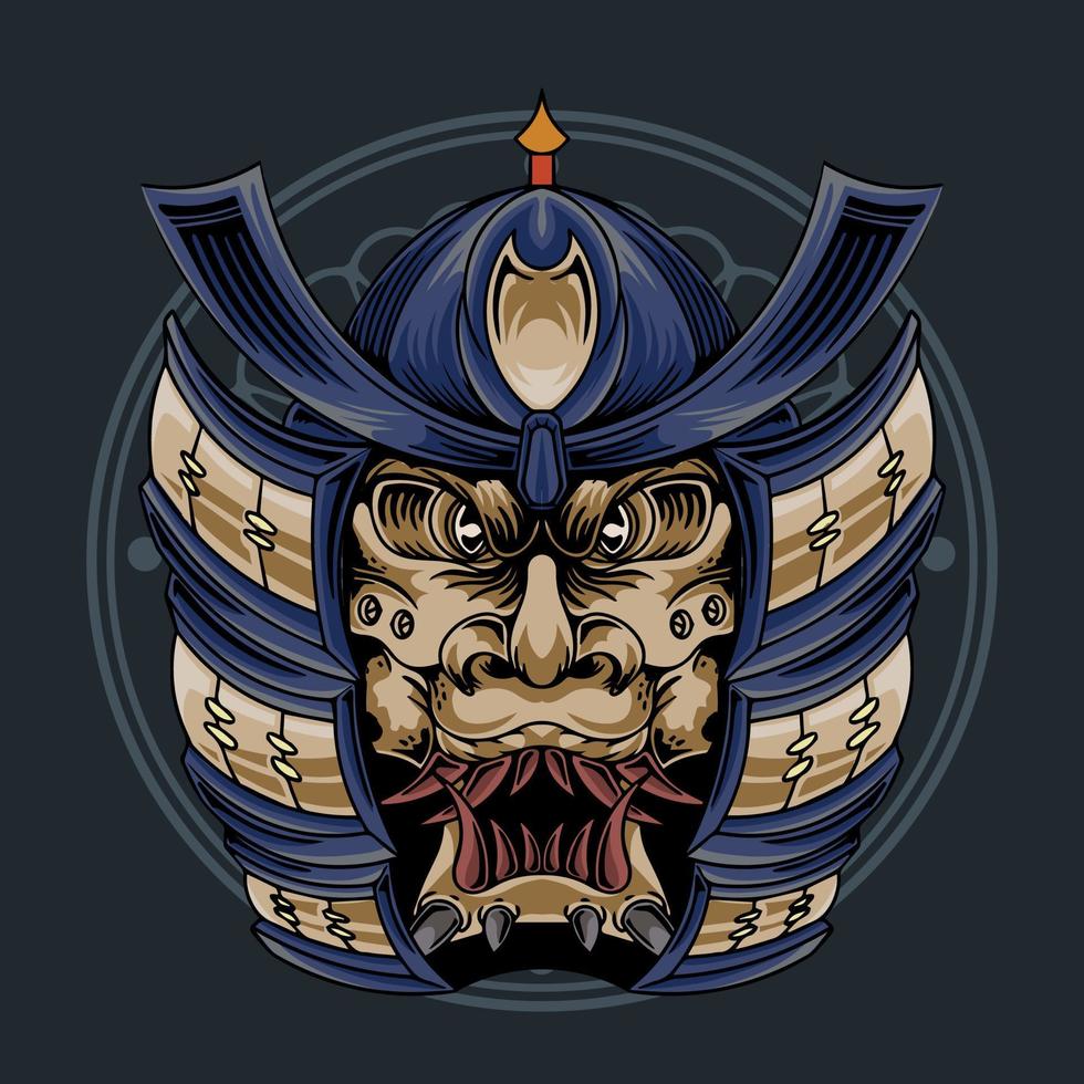 design de camiseta de ilustração vetorial samurai japonês premium vetor