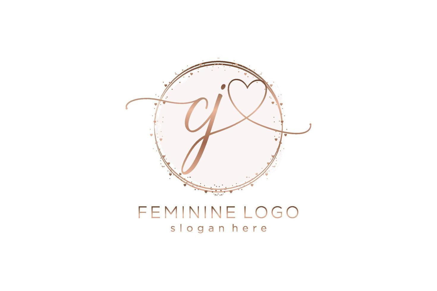 logotipo de caligrafia inicial cj com logotipo de vetor de modelo de círculo de casamento inicial, moda, floral e botânico com modelo criativo.