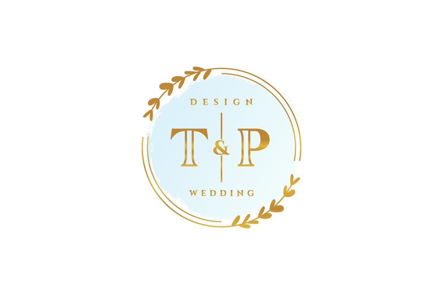 monograma de beleza tp inicial e logotipo de caligrafia de design de logotipo elegante de assinatura inicial, casamento, moda, floral e botânico com modelo criativo. vetor